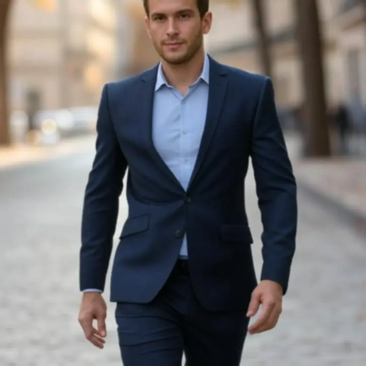 Business outfits styled in an elegant urban European setting