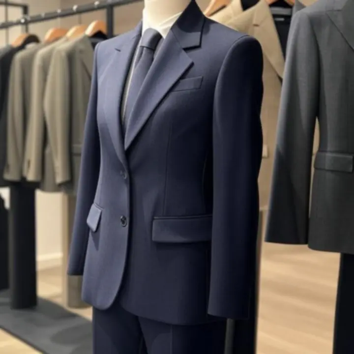 Tailored men’s suits and blazers displayed in a refined interior