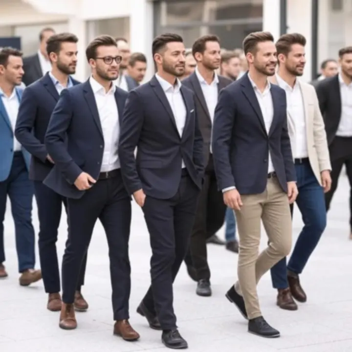 MensVero men's clothing selection styled in a refined, urban setting