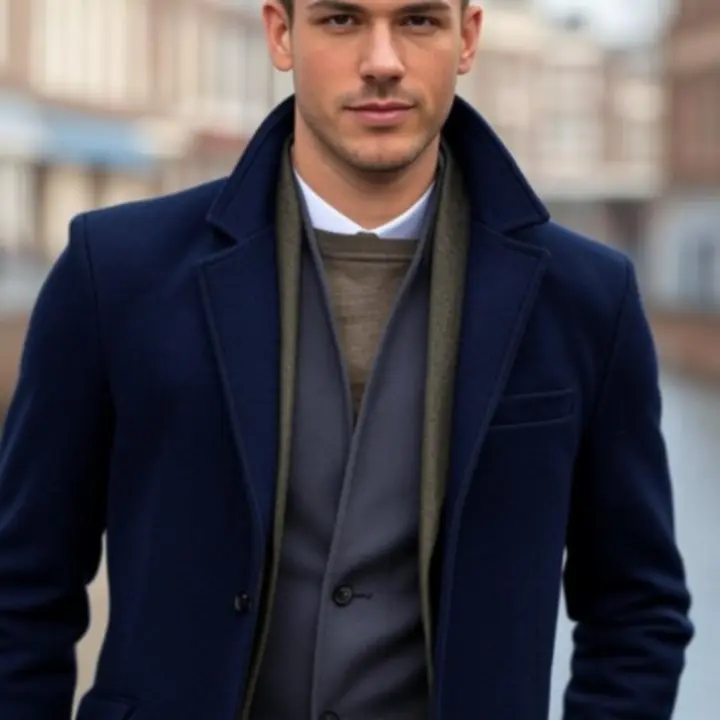 Editorial menswear seasonal outfit in an urban European street